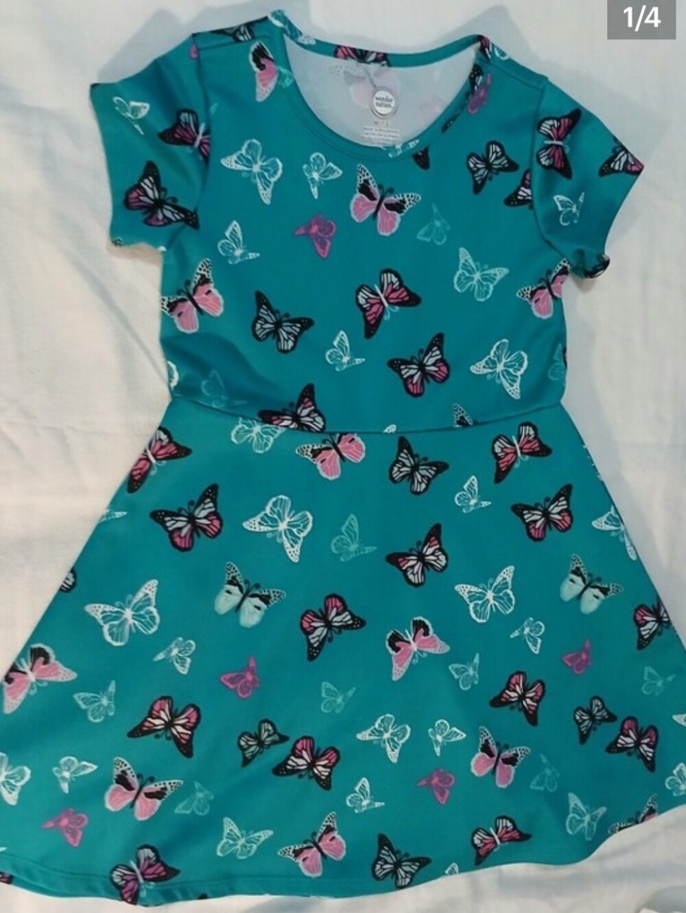 NWOT Girl's wonder nation Teal Butterfly Print Twirl Dress.